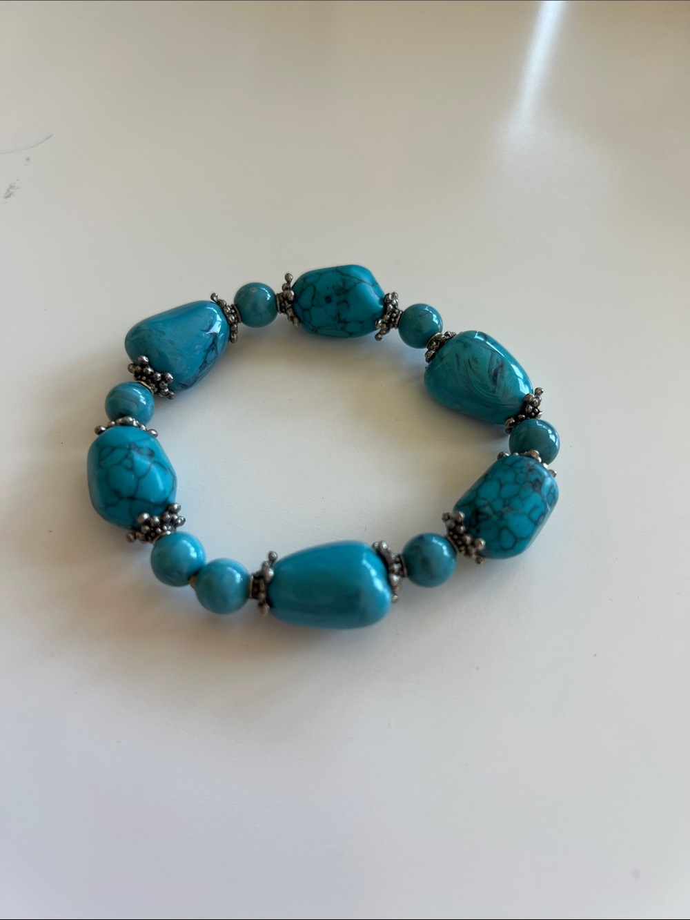 Turquoise Beaded Stretch Bracelet - Women Jewelry